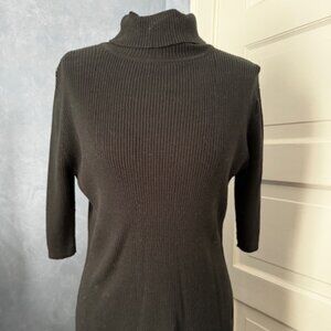 Newport News Mock Ribbed Turtleneck 3/4 Sleeves Color: Black Size: XL
